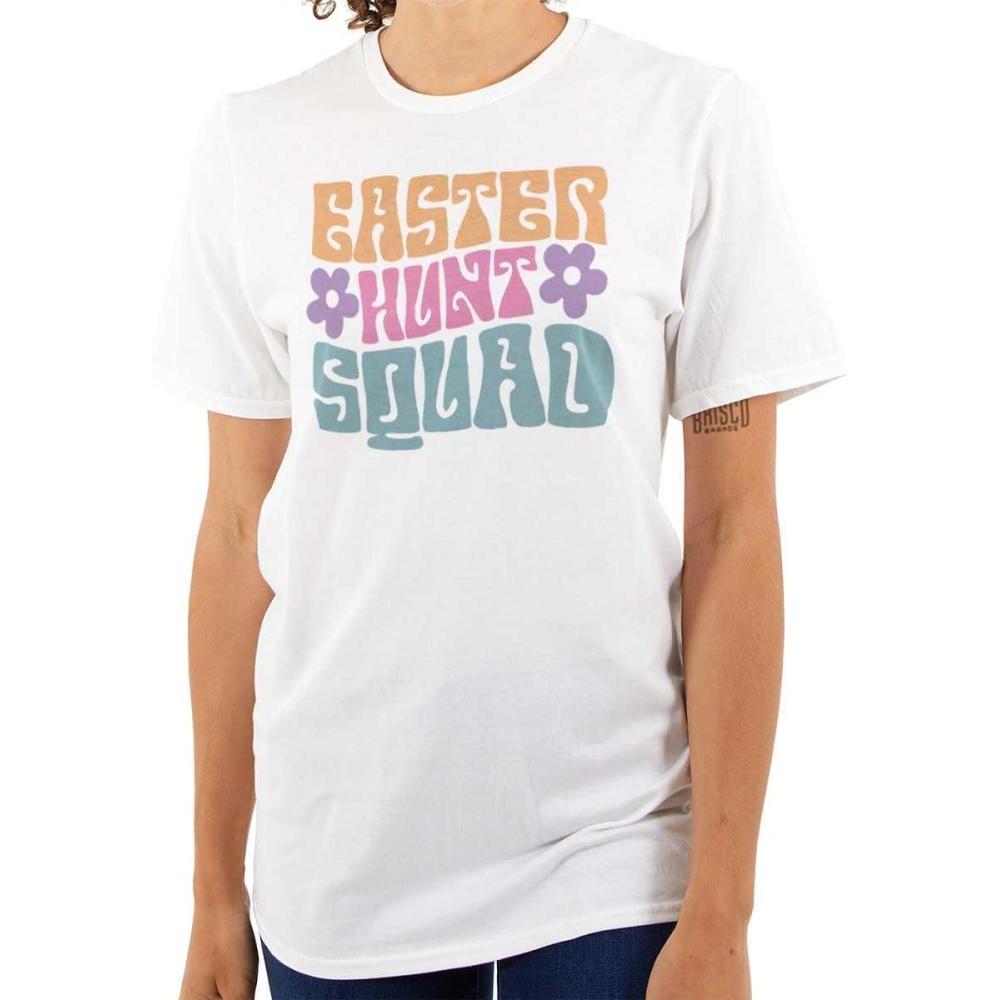 imageBrisco Brands Cute Easter Egg Hunt Squad Daisies Womens Graphic T Shirt TeesWhite