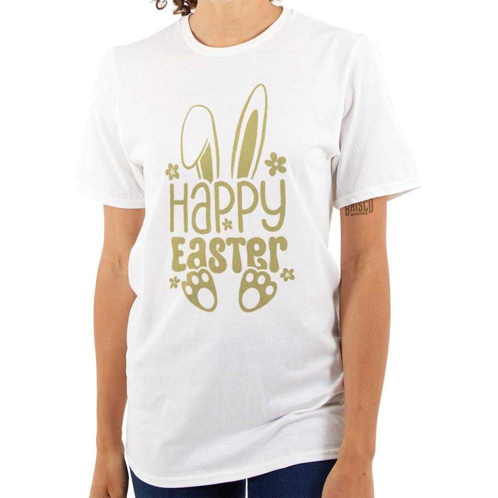 imageBrisco Brands Cute Spring Happy Easter Bunny Ears Womens Graphic T Shirt TeesWhite