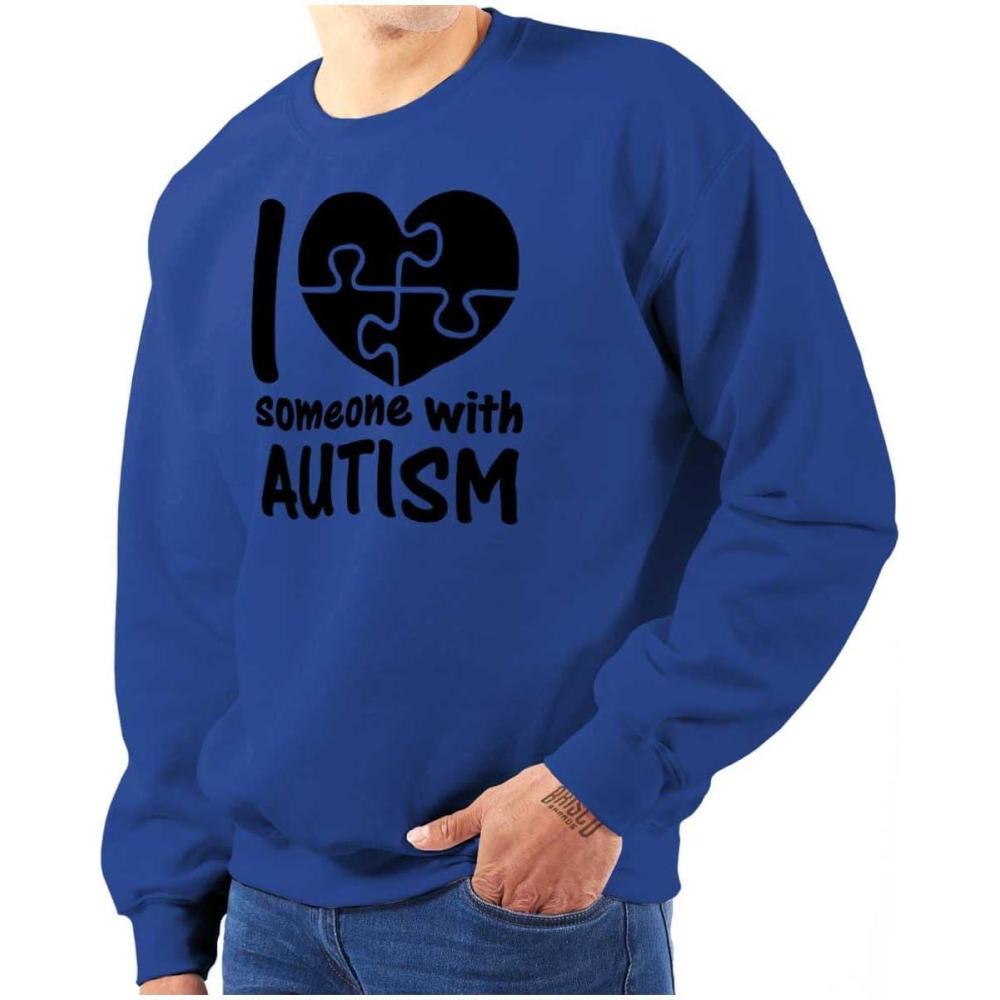 imageBrisco Brands I Love Someone with Autism Puzzle Sweatshirt for Men or WomenRoyal