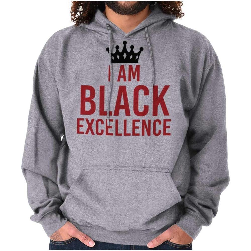 imageBrisco Brands I am Black Excellence Royal Crown Hoodie Sweatshirt Women MenSport Grey