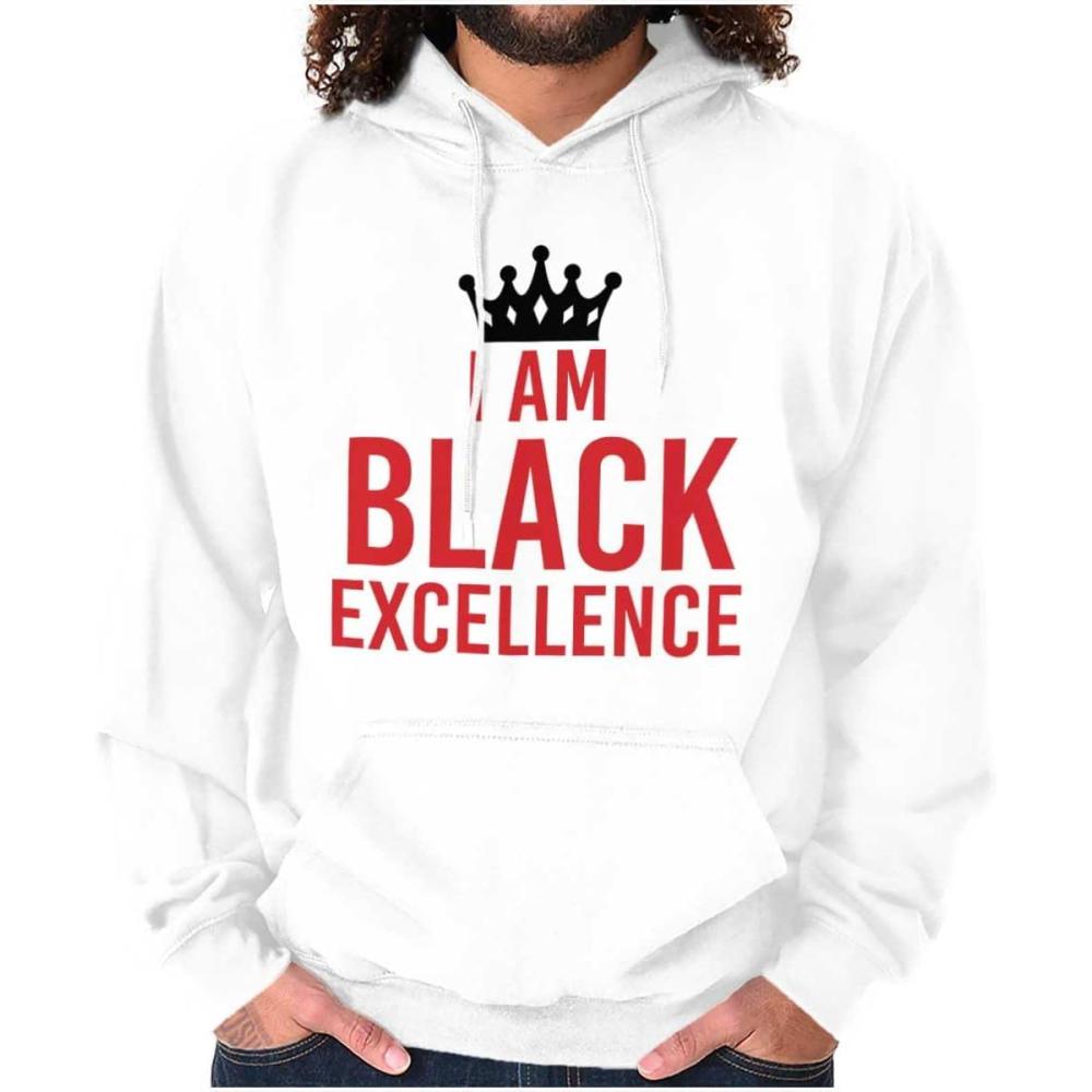 imageBrisco Brands I am Black Excellence Royal Crown Hoodie Sweatshirt Women MenWhite