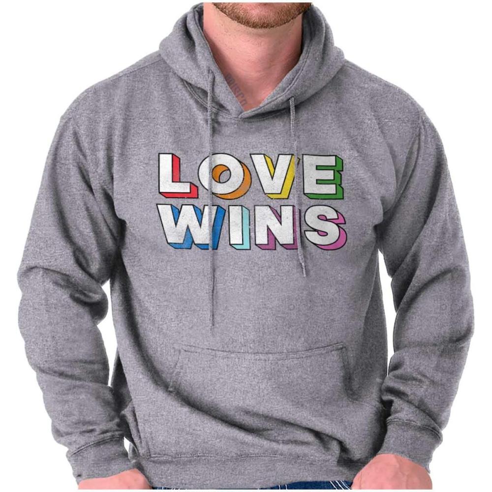 imageBrisco Brands Inspirational Love Wins Rainbow Hoodie Sweatshirt Women MenSport Grey