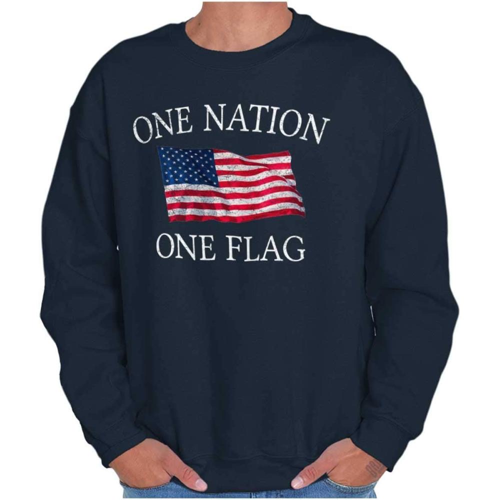 imageClassic Teaze One Nation Distressed Flag USA Pride Sweatshirt for Men or WomenNavy
