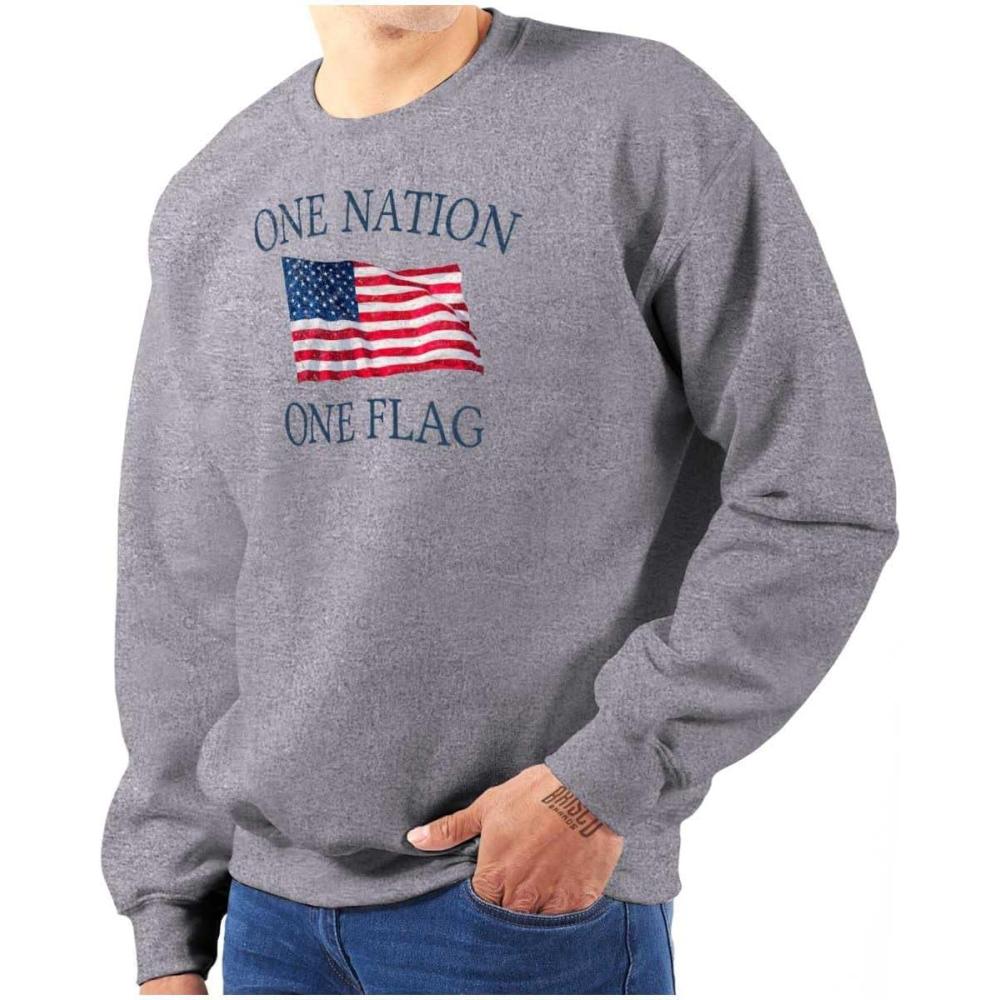 imageClassic Teaze One Nation Distressed Flag USA Pride Sweatshirt for Men or WomenSport Grey