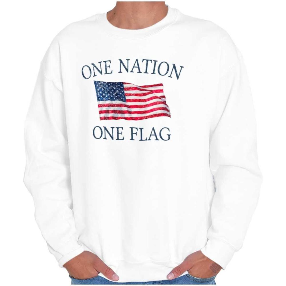 imageClassic Teaze One Nation Distressed Flag USA Pride Sweatshirt for Men or WomenWhite