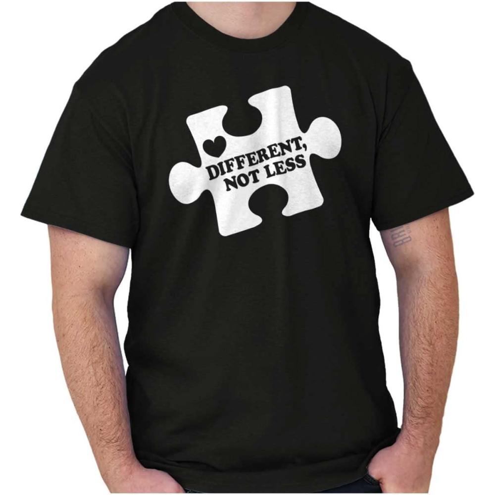 imageDifferent Not Less Autism Puzzle Graphic T Shirt Men or WomenBlack