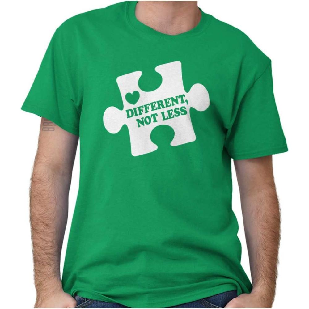 imageDifferent Not Less Autism Puzzle Graphic T Shirt Men or WomenIrish Green