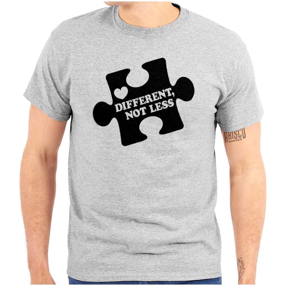 imageDifferent Not Less Autism Puzzle Graphic T Shirt Men or WomenSport Grey