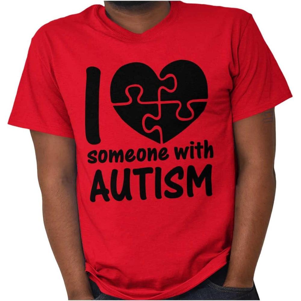imageI Love Someone with Autism Puzzle Graphic T Shirt Men or WomenRed
