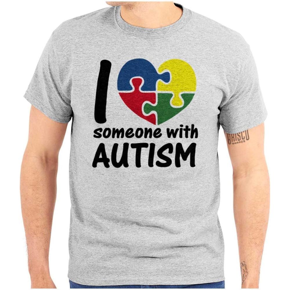imageI Love Someone with Autism Puzzle Graphic T Shirt Men or WomenSport Grey