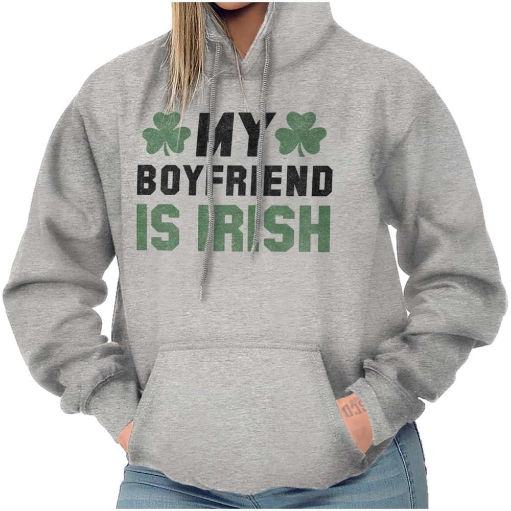 imageSt Patricks Day Irish Boyfriend Hoodie Sweatshirt WomenSport Grey