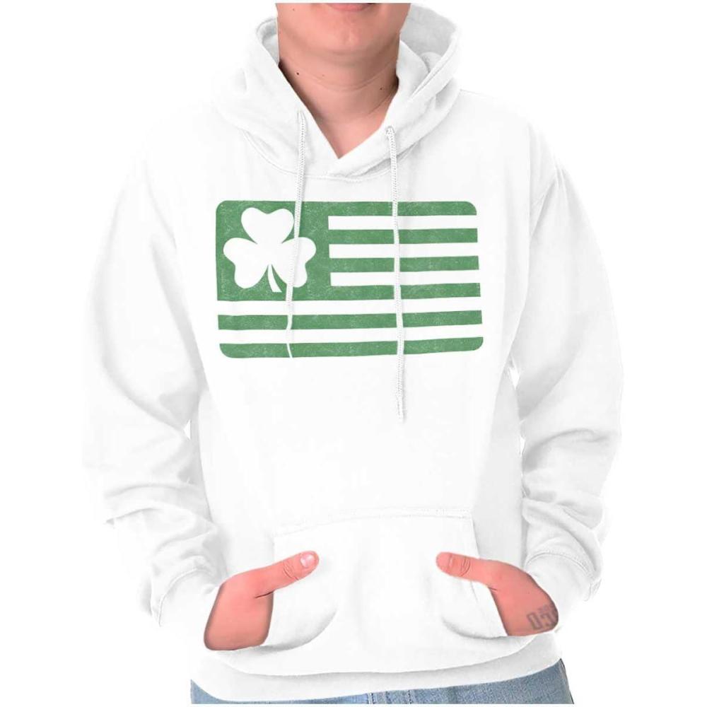 imageSt Patricks Day IrishAmerican Pride Hoodie Sweatshirt Women MenWhite