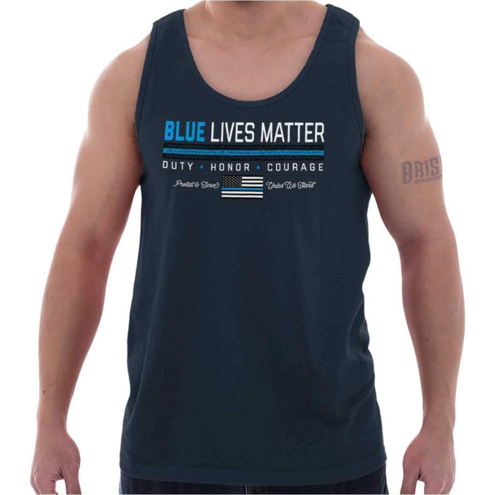 imageThin Blue Line Lives Matter Police Tank Top T Shirts Men WomenNavy