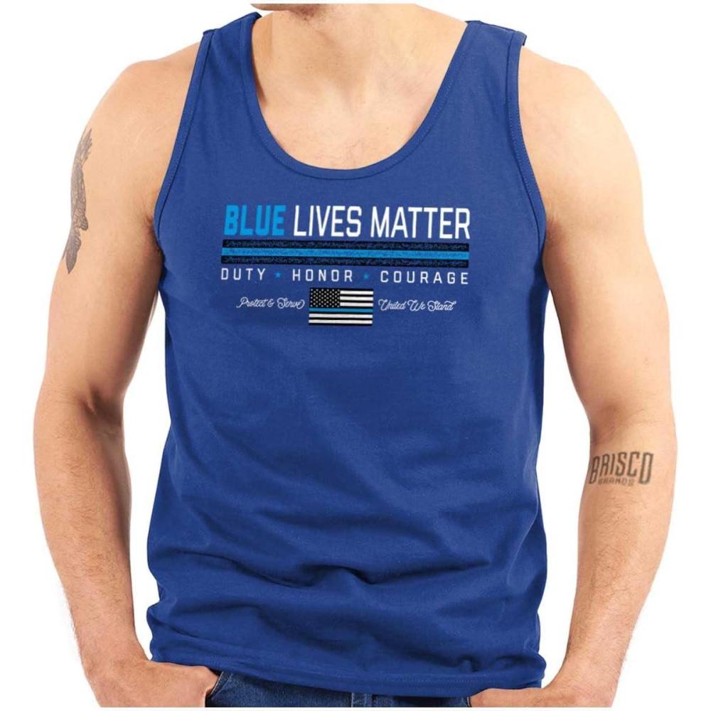 imageThin Blue Line Lives Matter Police Tank Top T Shirts Men WomenRoyal