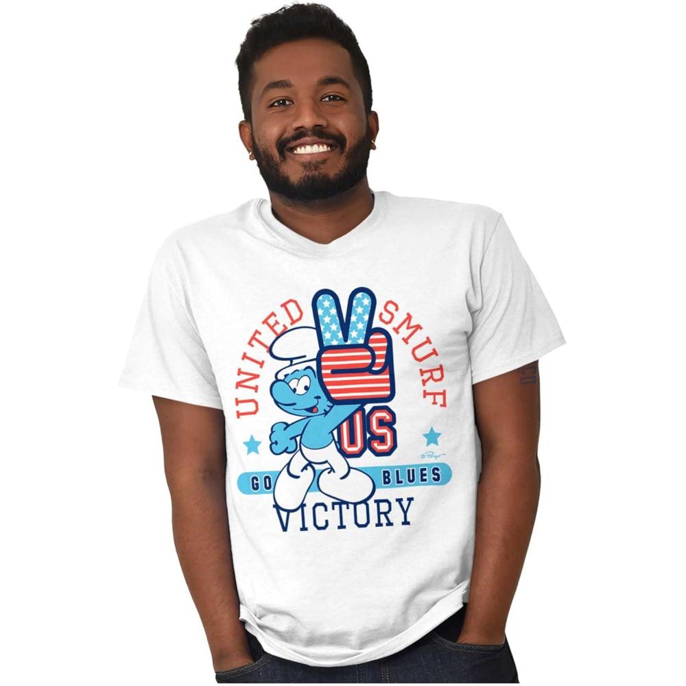 imageUnited Smurf Americana Varsity Graphic T Shirt Men or WomenWhite