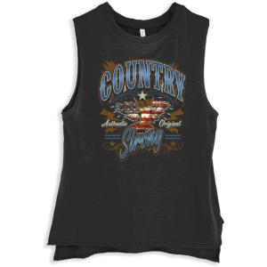 American Flag Bald Eagle Western Womens Sleeveless Tank Top(Dark Heather)