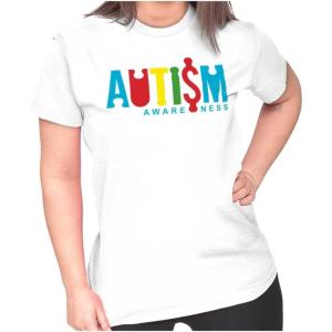 Autism Awareness Advocate Puzzle Womens Slim Fit Graphic Tee(White)