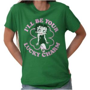 Betty Boop Saint Paddys Lucky Charm Graphic T Shirt Men or Women(Turf Green)