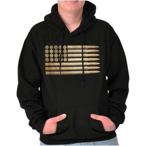 Brisco Brands Ammo Bullet 2nd Amendment Flag Hoodie Sweatshirt Women Men(Black – Gold Flag)