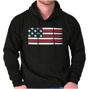 Brisco Brands Ammo Bullet 2nd Amendment Flag Hoodie Sweatshirt Women Men(Black – Usa Flag)