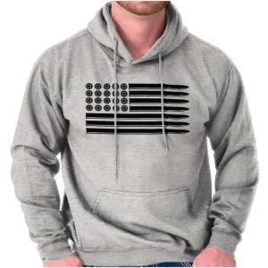 Brisco Brands Ammo Bullet 2nd Amendment Flag Hoodie Sweatshirt Women Men(Sport Grey – Black Flag)