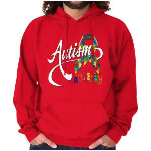 Brisco Brands Autism Awareness Disabled Autistic Hoodie Sweatshirt Women Men(Red)