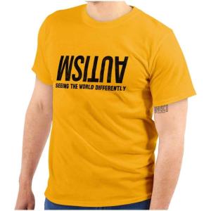 Brisco Brands Autism Seeing The World Differently Graphic T Shirt Men or Women(Gold)