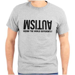 Brisco Brands Autism Seeing The World Differently Graphic T Shirt Men or Women(Sport Grey)
