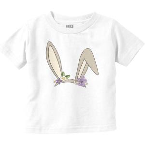Brisco Brands Easter Bunny Ears Flower Crown Toddler Baby Girl T Shirt(White)