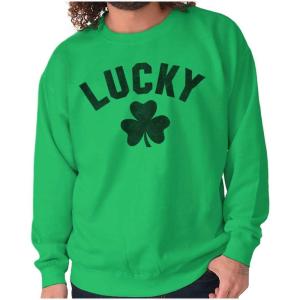 Brisco Brands Saint Patrick’s Day Lucky Shamrocks Sweatshirt for Men or Women(Irish Green)