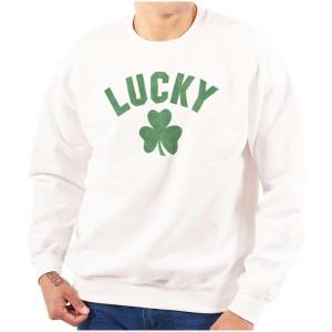 Brisco Brands Saint Patrick’s Day Lucky Shamrocks Sweatshirt for Men or Women(White)