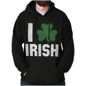 Brisco Brands St Patricks Day Irish Pride Shamrock Hoodie Sweatshirt Women Men(Black)