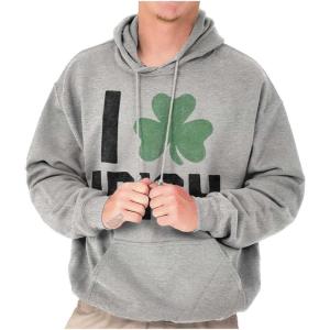 Brisco Brands St Patricks Day Irish Pride Shamrock Hoodie Sweatshirt Women Men(Sport Grey)