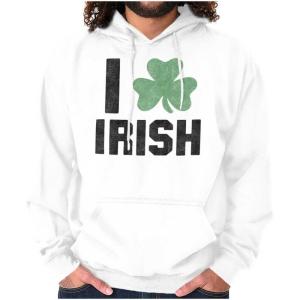 Brisco Brands St Patricks Day Irish Pride Shamrock Hoodie Sweatshirt Women Men(White)