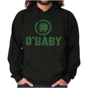 Brisco Brands St Patricks Day O Baby Shamrock Hoodie Sweatshirt Women Men(Black)