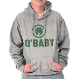 Brisco Brands St Patricks Day O Baby Shamrock Hoodie Sweatshirt Women Men(Sport Grey)