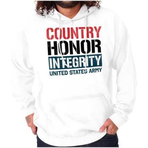 Brisco Brands US Army Patriotic Proud American Hoodie Sweatshirt Women Men(White)