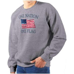 Classic Teaze One Nation Distressed Flag USA Pride Sweatshirt for Men or Women(Sport Grey)