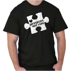 Different Not Less Autism Puzzle Graphic T Shirt Men or Women(Black)