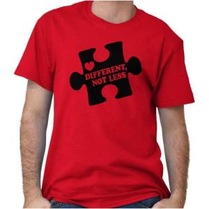 Different Not Less Autism Puzzle Graphic T Shirt Men or Women(Red)