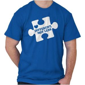 Different Not Less Autism Puzzle Graphic T Shirt Men or Women(Royal)
