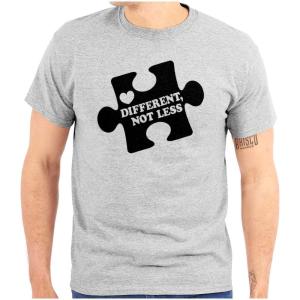 Different Not Less Autism Puzzle Graphic T Shirt Men or Women(Sport Grey)