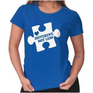 Different Not Less Autism Puzzle Womens Slim Fit Graphic Tee(Royal)