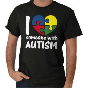 I Love Someone with Autism Puzzle Graphic T Shirt Men or Women(Black)