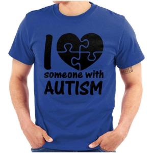 I Love Someone with Autism Puzzle Graphic T Shirt Men or Women(Royal)