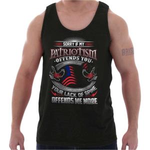 Patriotism Patriot Army Military Tank Top Sleeveless Tee Men(Black)