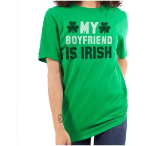 St Patricks Day Irish Boyfriend Womens Graphic T Shirt Tees(Irish Green)