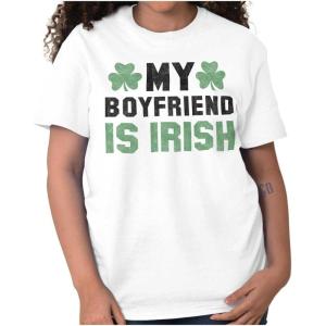 St Patricks Day Irish Boyfriend Womens Graphic T Shirt Tees(White)