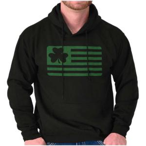 St Patrick’s Day Irish-American Pride Hoodie Sweatshirt Women Men(Black)