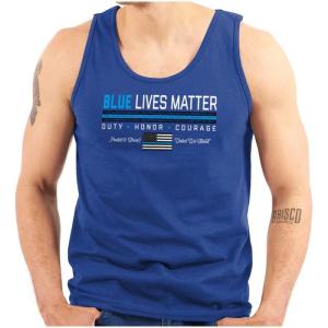 Thin Blue Line Lives Matter Police Tank Top T Shirts Men Women(Royal)